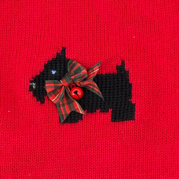 Vtg Marisa Christina Christmas Sweater 2001 Scottie Dog Red Knit Cardigan Size S - Picture 3 of 8